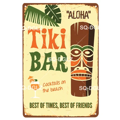[SQ-DGLZ] TiKi Bar металлическая вывеска для клубного паба, декоративная доска, металлические старинные ремесла, домашний Декор, живопись, плащи, художественный плакат
