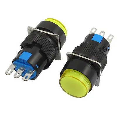 2 шт. AC 250V 3A DC 30V 5A 3 Pin NO/NC желтая круглая кнопка с самовозвратом переключатель