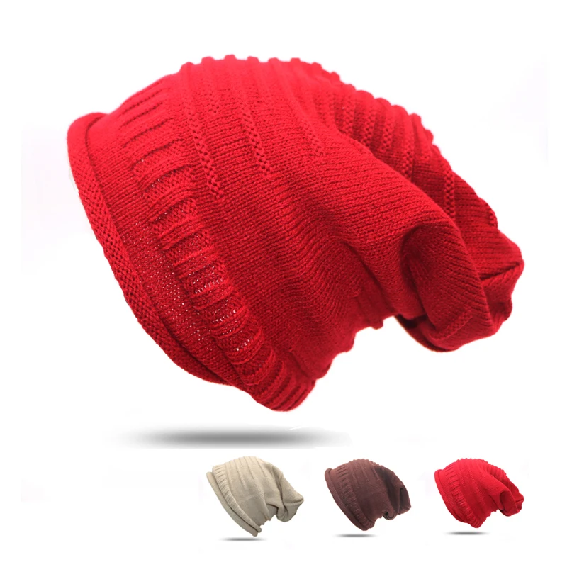 Эластичные вязаные шапки, зимние шапки для мужчин и женщин Skullies Beanies, одноцветные вязаные хлопковые плотные теплые повседневные Хип-хоп шапки