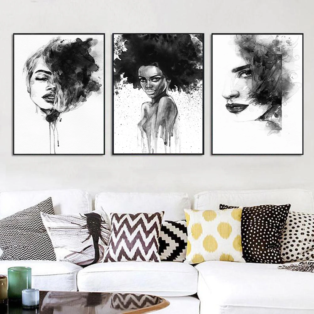 Fashion-Wall-Art-Black-White-Watercolor-Woman-Print-Sexy-Female-Poster-Canvas-Art-Beauty-Wall-Picture (1)
