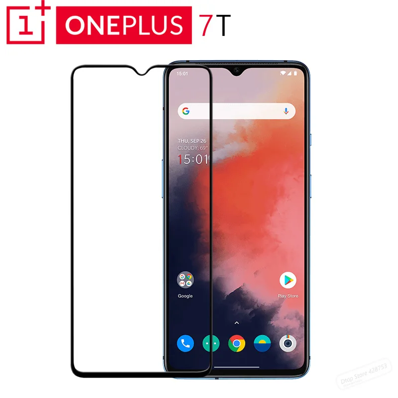 Original Oneplus 7T 3D Tempered Glass Screen Protector Full Cover Perfect Fit Curved Edge Super Hard 9H Oleophobic Coating
