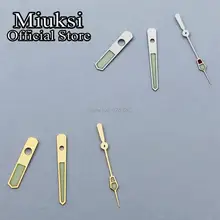 Miuksi серебристо-золотистые часы, зеленые супер светящиеся стрелки, подходит для NH35 NH36 механизм Miuksi серебристо-золотистые часы, зеленые супер светящиеся стрелки, подходит для NH35 NH36 механизм
