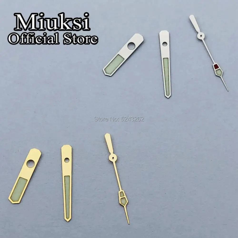 Miuksi silver gold watch hands green super luminous hands fit NH35 NH36