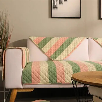 

Stripe Cotton Sofa Cover Protector Slip Resistant Pets Slipcover Couch Cover Sofa Towel For Living Room L-shaped Sofa Deco