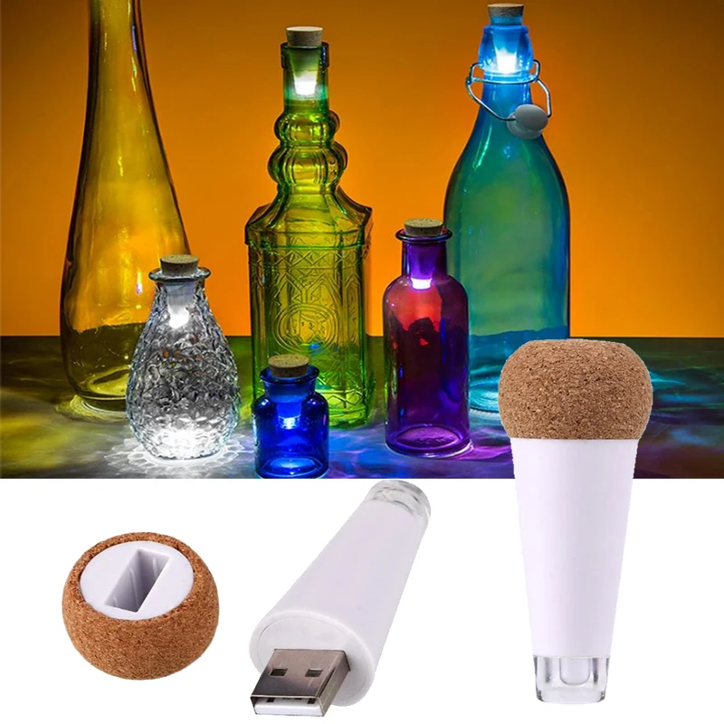 Rechargeabl USB Бутылка круглая пробка стопор для бутылки светодиодный белый