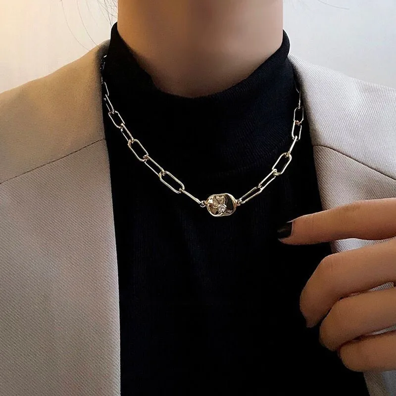 

Xnmiscott Classic Alloy Hip Hop Choker Chain Necklace for Women Men Friend Jewelry Gifts Design Gold Color Collier Accessories
