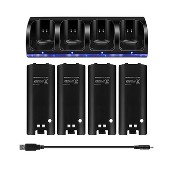

For Nintendo Wii Remote Controller Dual Charging Dock Station with 4pcs Gamepad battery