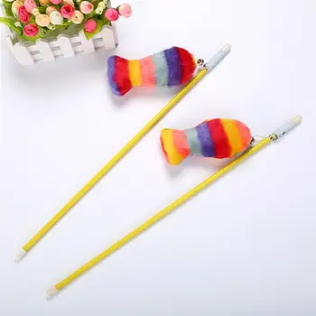 

Plush Fish Funny Cat Interactive Toy Stick Wand Toys Plastic Artificial Colorful Cat Teaser Toy Pet Supplies