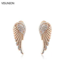 Нежные модные ангельские крылья хрустальные серьги перо серьги-гвоздики в виде крыльев волна серьга геометрической формы для женщин Свадебные ювелирные изделия подарок