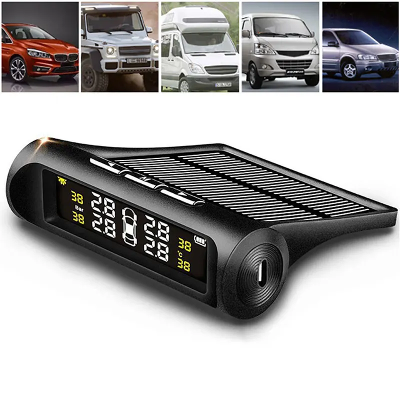 Солнечная энергия умный автомобиль TPMS система контроля давления в шинах цифровой ЖК-дисплей TMPS авто давление в шинах охранная сигнализация s
