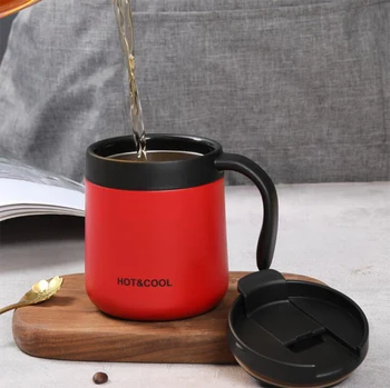 

Office Stainless Steel Coffee Insulation Cup Double Layer Portable Outdoor Household Coffee Mug Thermos Cup with Lid Handle