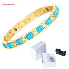 Горячее предложение, новинка, 18 K, золотой опал, бирюза, браслет для похудения, вакуумное покрытие, браслет-цепочка, браслет для похудения, здоровье, унисекс, магнети