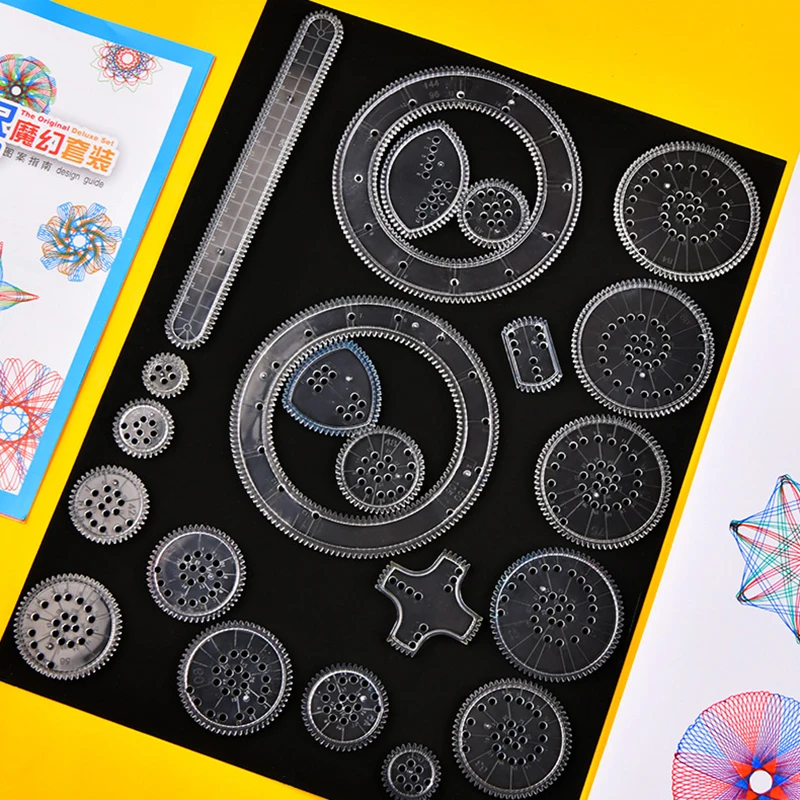 Spirograph Drawing Toys Set educational toys drawing toy educational drawing toy 22pcs Interlocking Gears Wheels Painting Drawing Accessories Creative Educational Toy Spirographs