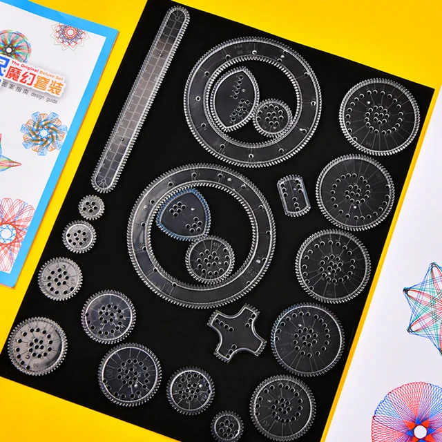 22pcs Spirograph Drawing Toys Set Interlocking Gears Wheels Painting Drawing Accessories Creative Educational Toy Spirographs 3