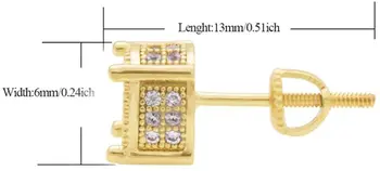 

Lvcky Stud Earrings Iced Out, 14ct Gold Earrings Round Micro Pave 5A CZ Stones Earrings, 925 Sterling Silver Prong Ear