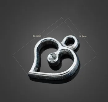 

300pcs Antique Silver Peach Heart Charms Pendants-DIY Findings Bracelet Necklace Metal Fashion Bags Accessories 17.3mm X14.8mm