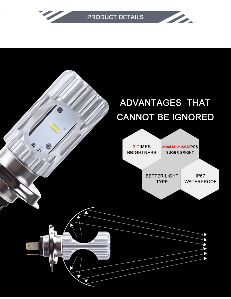 H4 светодиодные мотоциклетные фары 12 В hs1 Led ba20d H4 светодиодные мото лампы 3 стиля доступны рулевой фонарь для мотоцикла скутера аксессуары мото