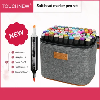 

TouchNEW 6/12/30/40/60 /80Color Markers Manga Drawing Markers Pen Alcohol Based Sketch Felt-Tip Oily Twin Brush Pen Art Supplies