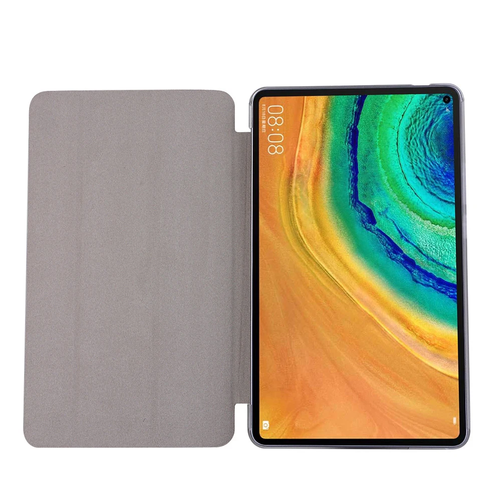 

For Huawei MatePad Pro 10.8 Inch Case PU Leather Tablet Case Three Folds Silk Print Flip Stand Cover Bag Coque Fundas