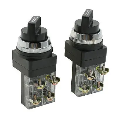 

2 Pcs Panel Mounted 2 Positions Selector Locking Black Rotary Switch 250VAC 6A