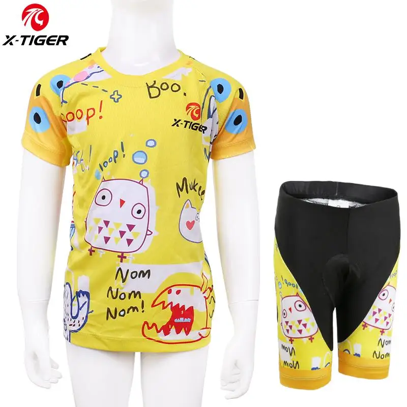 T-Shirt Set X-TIGER, летняя детская одежда для велоспорта, быстросохнущая, дышащая, для горного велосипеда, для велоспорта, комплект с шортами, с рукавом, для велоспорта, Майки для мальчиков и девочек - Цвет: T-Shirt Set