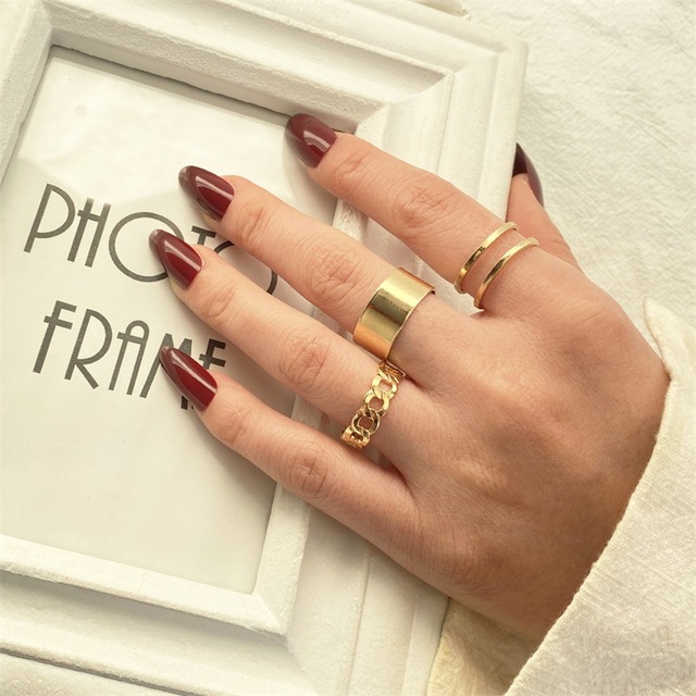 Gold Twist Pearl Pearl Rings Set Fashion Geometric Hollow Crystal Ring For Women Heart Joint Rings Boho Jewelr Accessories