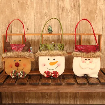 

Novel X'MAS Gift Holders Santa Claus Snowman Deer Design Bag with Bell Christmas Party Supplies 18*43 cm 10 pcs/lot DEC421