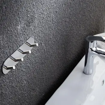 

New Multifunctional 4 Bathroom Hooks Space-saving Self Adhesive Hook High Quality Stainless Steel Wall-mounted Hooks Sticky Hook