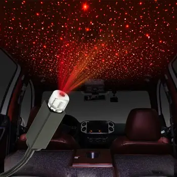 

12V DC Car LED Atmosphere Lamp Starry Sky Projector Red Color Decorative Lamp Mini Stage Lamp USB Car Interior Light
