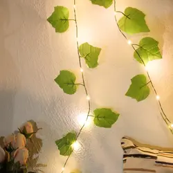 Искусственный гирляндовый светильник s, праздничные и вечерние товары, светильник с листьями лозы, подвесной светильник на батарейках