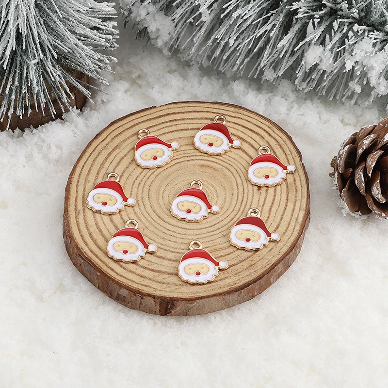 Мультяшные эмалированные Подвески в виде Деда Мороза для сережек браслетов