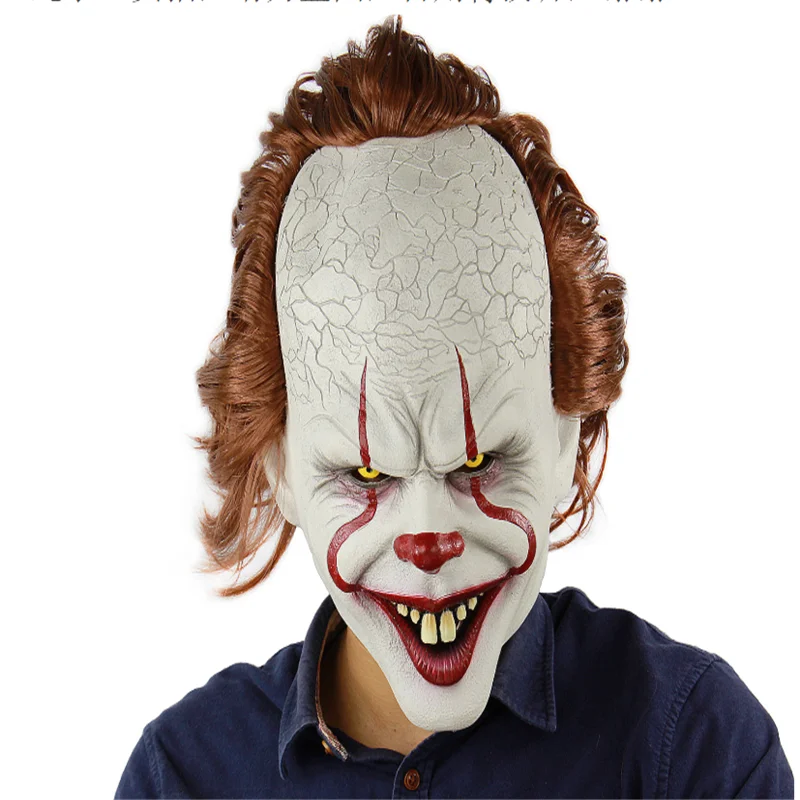Stephen King's It Pennywise полная латексная маска для лица Хэллоуин пугающая Маска Клоун для косплея вечерние маски реквизит маскарадные маски