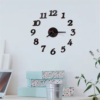 

3D DIY Creative Wall Clock Roman Numbers Acrylic Mirror Wall Sticker Clock Home Decor Mural Decals часы настенные Hot Sale #GH