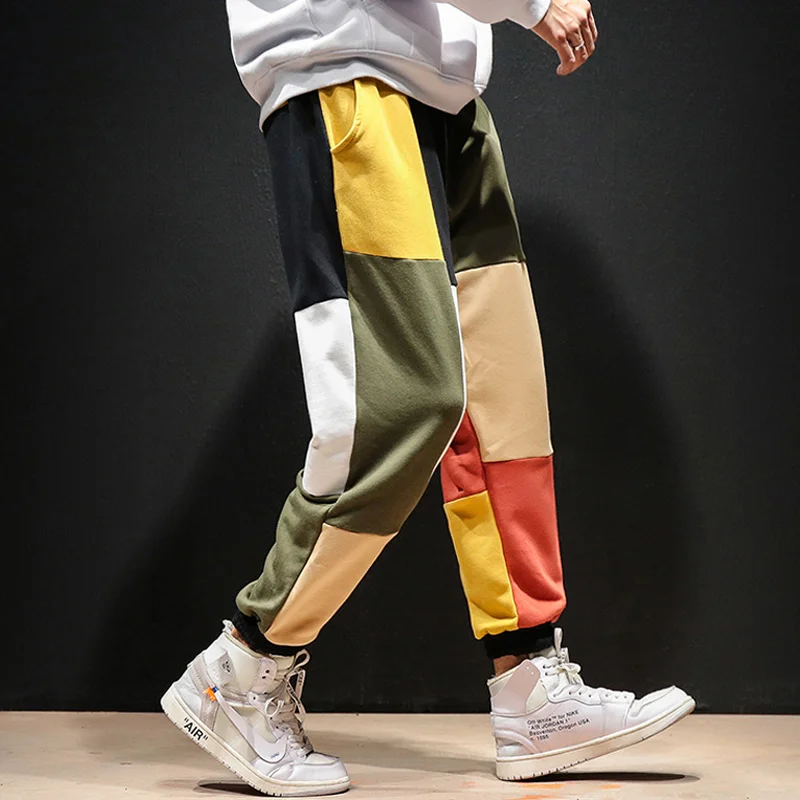 Liketkit повседневные шаровары для мужчин мужские лоскутные цветные Свободные Штаны для бега мужские ЯПОНСКИЕ ВИНТАЖНЫЕ уличные хлопковые спортивные штаны