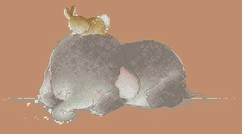 

tt Gold Collection Counted Cross Stitch Kit Cross stitch RS cotton with cross stitch Merejka Sleeping baby elephant and rabbit