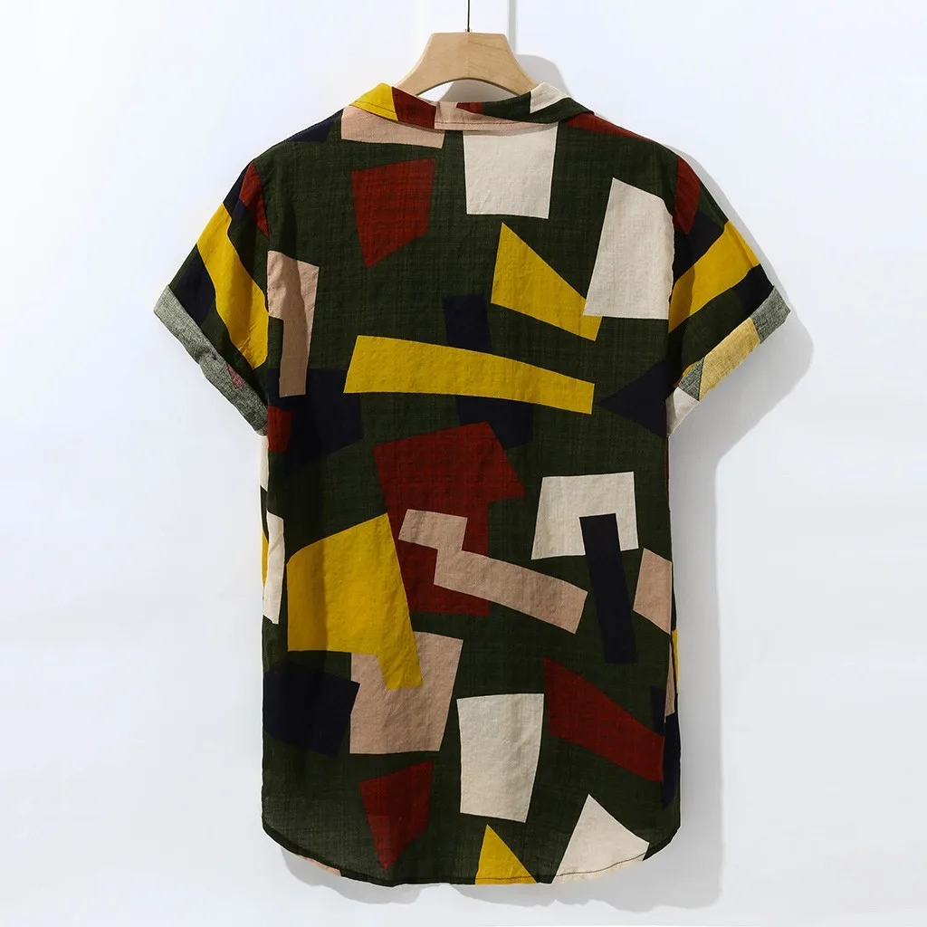 Модные мужские с принтом Гавайские свободные с коротким рукавом Camisa Social Masculina повседневные пуговицы Camisa Dos Homens Новинка