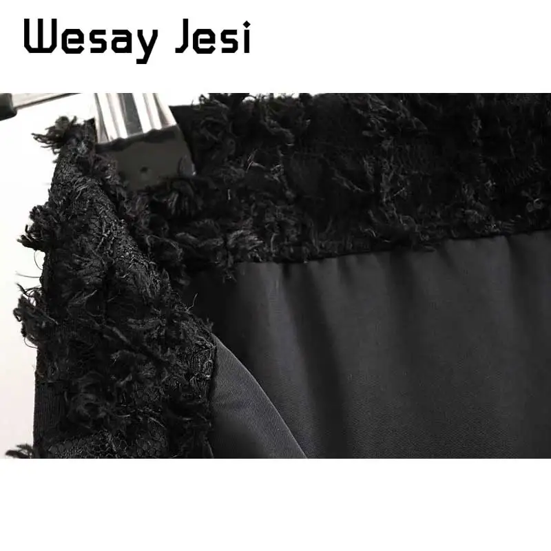 Women A-line lace embroidery women skirt Casual streetwear autumn female long skirt Party club ladies maxi black skirts