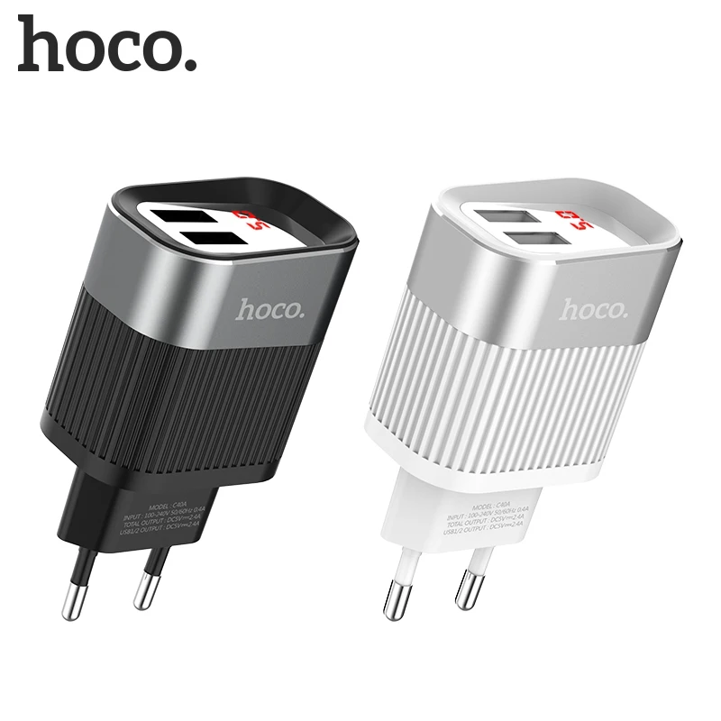 HOCO C40A, 20 шт./лот,, 5 В, 2,4 А, USB зарядное устройство для iPhone 11 Xs Max, евро вилка, настенное зарядное устройство, адаптер для samsung, Xiaomi, huawei