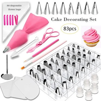 

83pcs/set Silicone Pastry Bag Tips Kitchen DIY Icing Piping Cream Reusable Pastry Bags + Nozzle Set Cake Decorating Tools