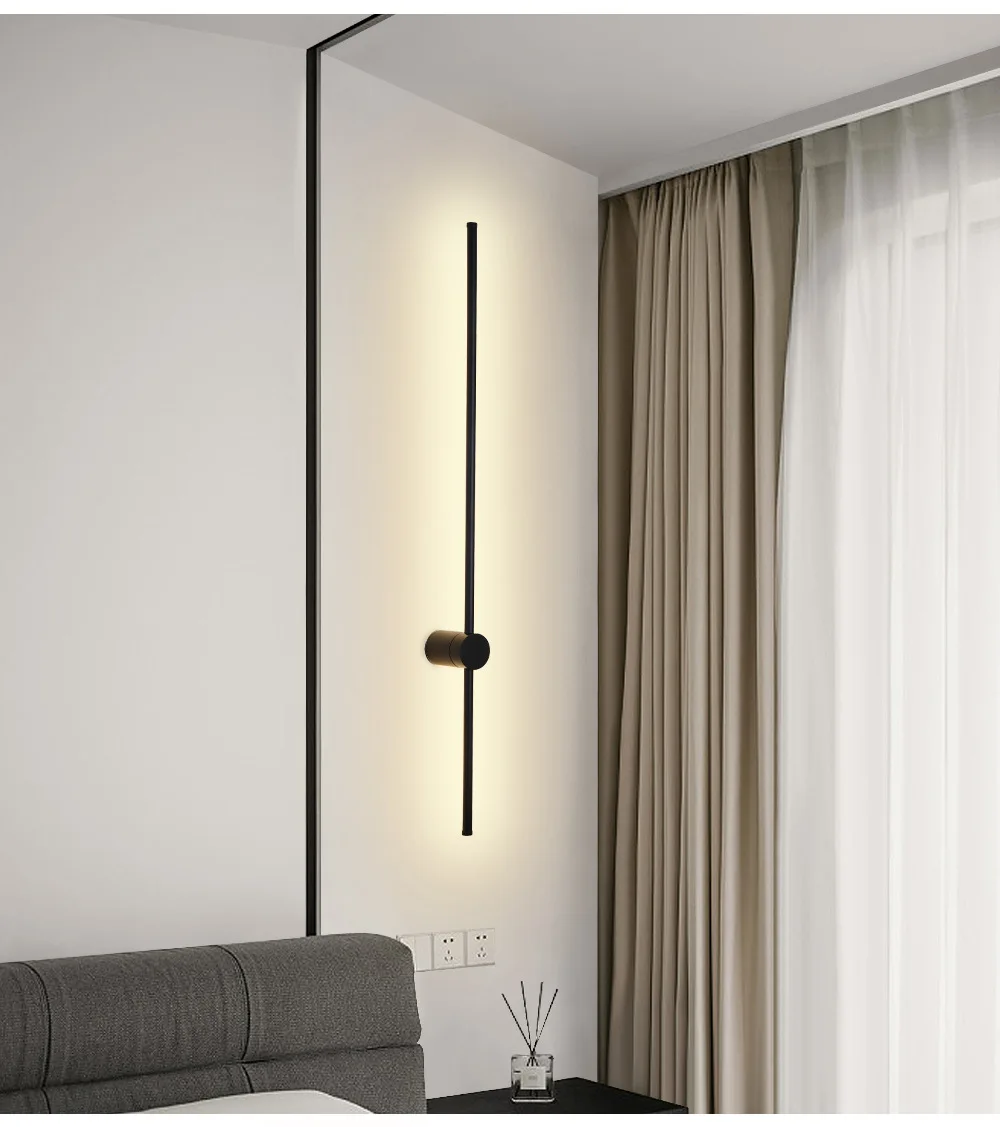 wall sconces for living room Led Wall Lamp Long RGB Wall Light Atmosphere Decor For Home Bedroom Living Room Bar Corridor Sofa Background Wall Linear Fixture led wall lamp