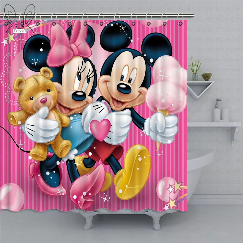 APLYSIA Christmas Shower Curtain Disney Mickey Bathroom Thickened Mildew-Proof Fabric Shower Curtains Hanging Cloth - Цвет: 30055