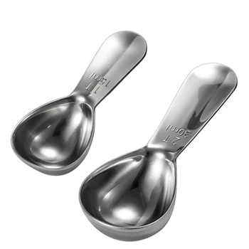 

2Pcs Stainless Steel Spoon Cute Tea Coffee Scoop 15Ml 30Ml Measuring Scoop Kitchen Measure Tools Spoon for Coffee Tea Milk Powde