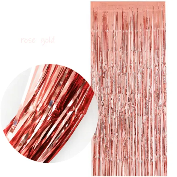 Rose gold 2 м вечерние украшения на день рождения Дети свадебное праздничное украшение дождь Шелковый занавес розовое золото чистая красная фоновая стена - Цвет: Rose gold