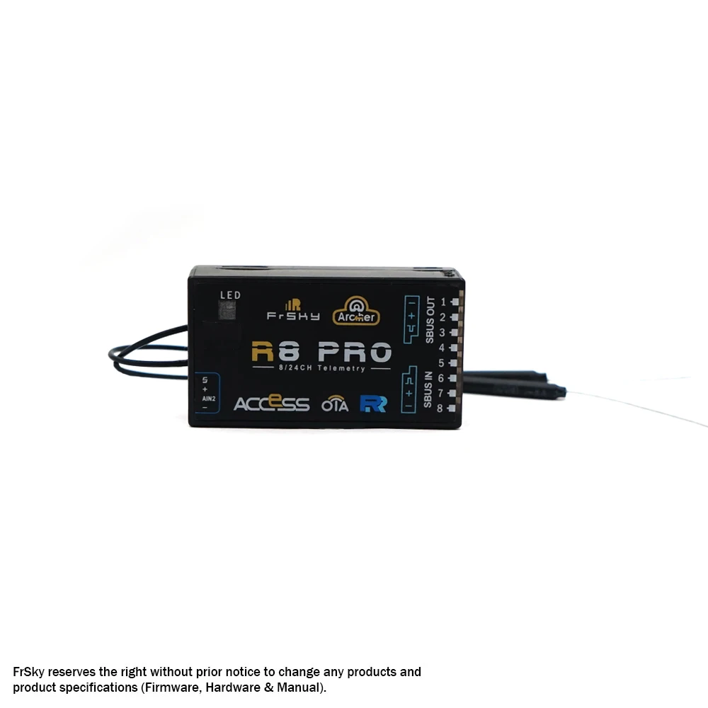 FrSky 2.4GHz ACCESS ARCHER R8 Pro RECEIVER with OTA Supports Signal Redundancy has 8 high-precision PWM channel outputs