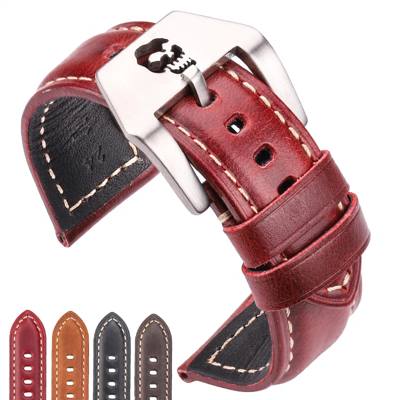 Ремешок ручной работы из воловьей кожи для наручных часов 22 мм 24 26 коричневый