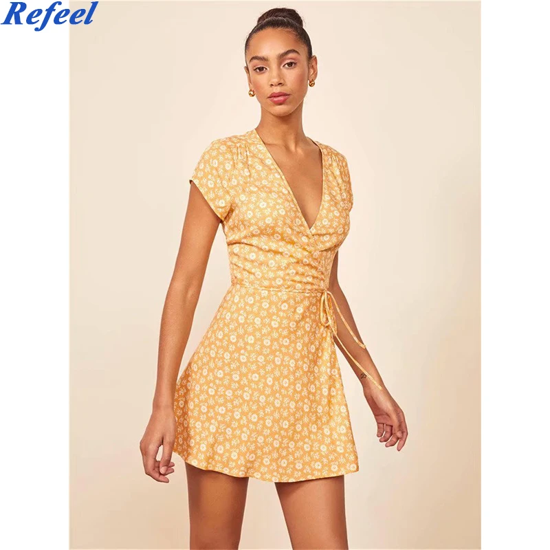reformation yellow dress