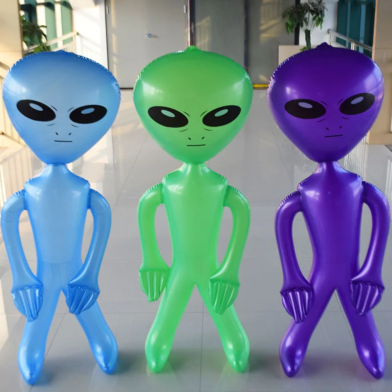 

Inflatable Green Aliens PVC Model Bluish Purple Cartoon Doll Hotel Party Advertising Materials Customizable