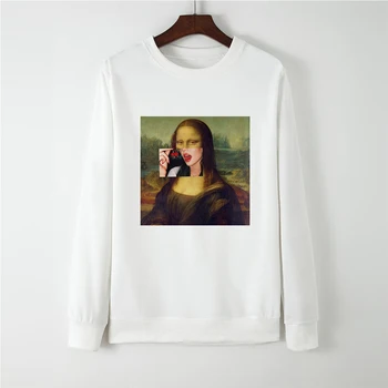 

Mona Lisa Punk Hatless Harajuku толстовка Hoodies Punk Round Collar Sweatshirt Funny Long Sleeve Autumn Winter Vogue