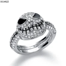 Размер 6-12 серебряное кольцо с кристаллами Джек череп мужские черные кольца Кошмар перед подарок на Рождество, Хэллоуин женские вечерние ювелирные изделия для свадьбы