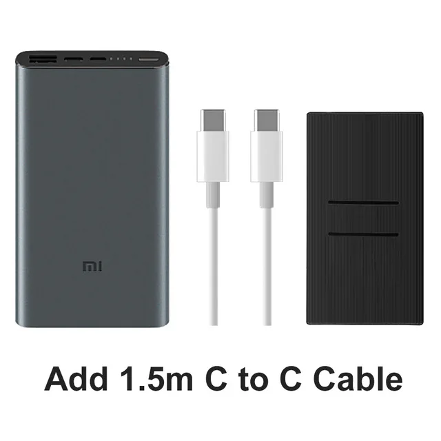 Xiaomi Original New Mi 10000 mAh Power Bank 3 USB-C Two-way Quick Charge Dual Input Output PLM12ZM Xiaomi 10000 mAh Powerbank - Цвет: Add case C2C